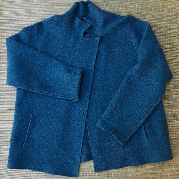 Eileen Fisher Blue Open Front wool Sweater - Picture 2 of 8